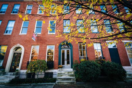 Row houses at Union Square, in Baltimore, Maryland.のeditorial素材