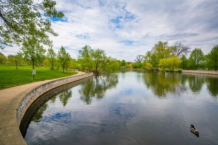 Pond at Patterson Park, in Baltimore, Maryland.の写真素材