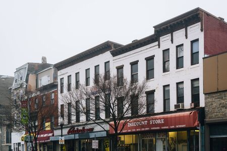Buildings along Broadway in Upper Fells Point, Baltimore, Maryland.のeditorial素材