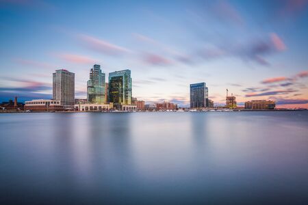 View of Harbor East at sunset, in Baltimore, Maryland.のeditorial素材