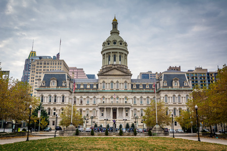 City Hall, in downtown Baltimore, Maryland.の写真素材