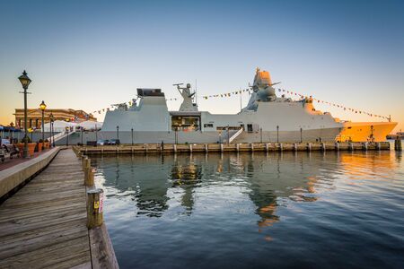 The HDMS Peter Willemoes, in Fells Point, Baltimore, Maryland.のeditorial素材