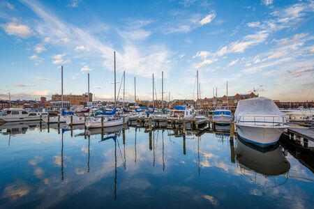 A marina in Fells Point, Baltimore, Maryland.の写真素材