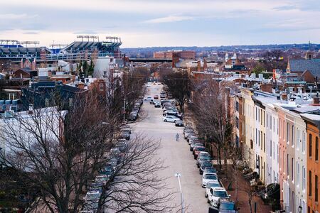 View of Montgomery Street, in Federal Hill, Baltimore, Maryland.の写真素材