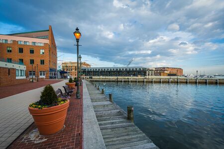 The Waterfront Promenade in Fells Point, Baltimore, Maryland.の写真素材