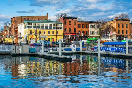View of the Fells Point Waterfront in Baltimore, Maryland.のeditorial素材