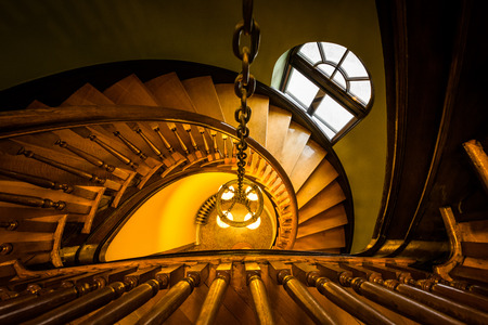 Spiral staircase in the Handley Library, in Winchester, Virginia.の写真素材