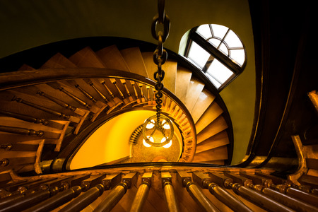 Spiral staircase in the Handley Library, in Winchester, Virginia.の写真素材
