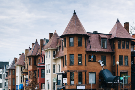 Brick building on 18th Street in Adams-Morgan, Washington, DC.のeditorial素材