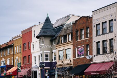 Colorful buildings on 18th Street in Adams-Morgan, Washington, DC.のeditorial素材