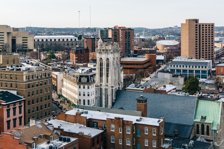 View of buildings in Mount Vernon, Baltimore, Maryland.のeditorial素材