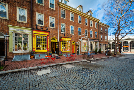 Buildings at Head House Square, in Society Hill, Philadelphia, Pennsylvania.のeditorial素材