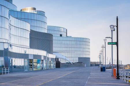 Modern architecture and the Boardwalk in Atlantic City, New Jersey.のeditorial素材