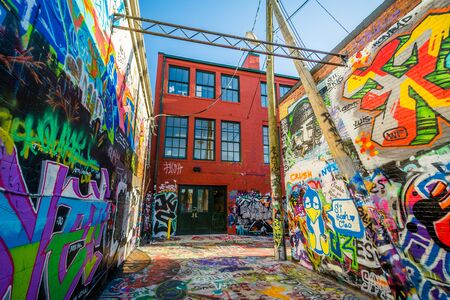 Street art at Graffiti Alley in Baltimore, Maryland.のeditorial素材