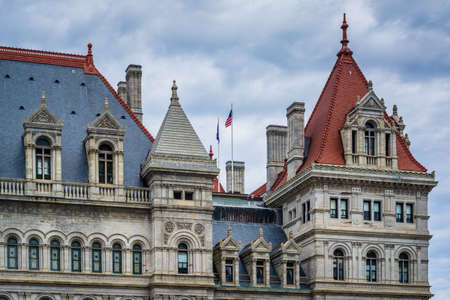 The exterior of the New York State Capitol in Albany, New York.の写真素材