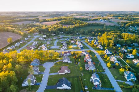 View of a suburban area housing development in Shrewsbury, Pennsylvania.