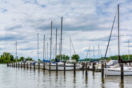 Boats in a marina in Havre de Grace, Maryland.のeditorial素材