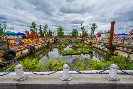 Spruce Street Harbor Park, at Penn's Landing, in Philadelphia, Pennsylvania.のeditorial素材