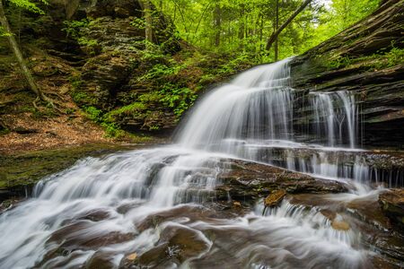 Onondaga Falls, at Ricketts Glen State Park, Pennsylvania.の写真素材