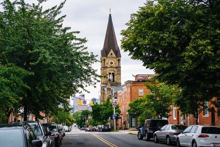 St. Michaels Roman Catholic Church, on Lombard Street in Butchers Hill, Baltimore, Maryland.のeditorial素材