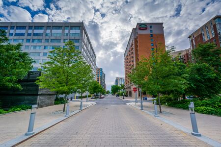 Street and modern buildings in the Navy Yard neighborhood of Washington, DC.のeditorial素材
