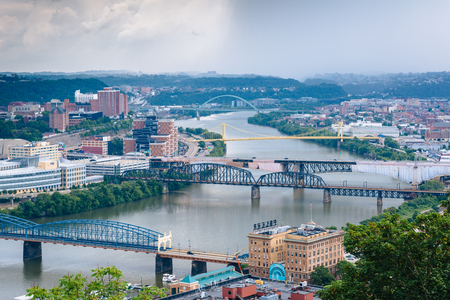 Bridges over the Monongahela River, in Pittsburgh, Pennsylvaniaの写真素材