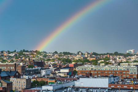 A rainbow over Baltimore, Marylandのeditorial素材