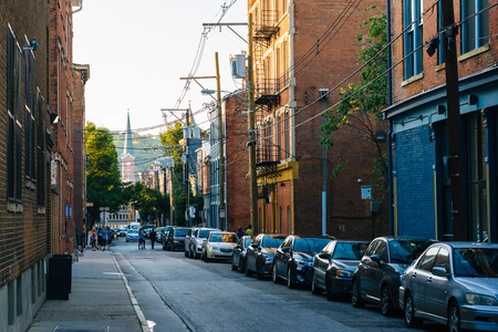 Republic Street in Over-The-Rhine, Cincinnati, Ohio.のeditorial素材