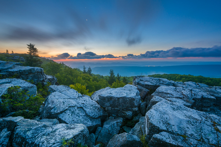 Sunrise view from Bear Rocks Preserve in Dolly Sods Wilderness, Monongahela National Forest, West Virginia.の写真素材