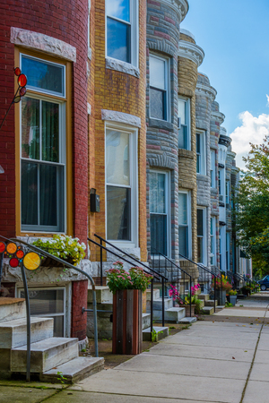 Colorful row houses in Hampden, Baltimore, Marylandのeditorial素材