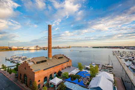 View of the waterfront in Canton, Baltimore, Marylandのeditorial素材