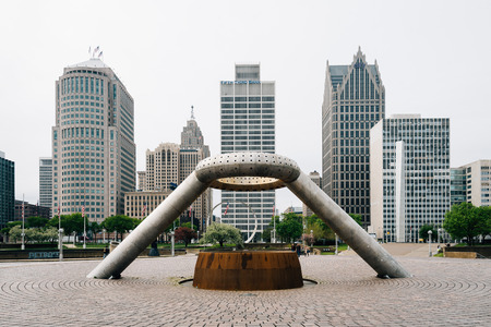 Hart Plaza, in Detroit, Michiganのeditorial素材