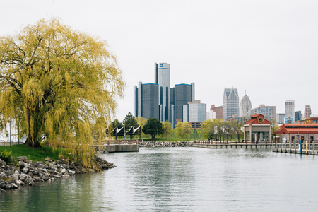 Harbor at Milliken State Park, in Detroit, Michiganのeditorial素材