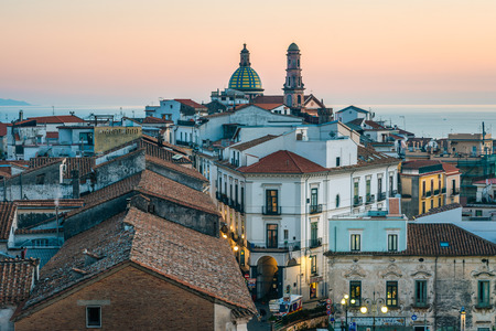 Sunset view of Vietri Sul Mare, on the Amalfi Coast in Campania, Italyのeditorial素材