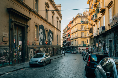 Murals along Via Mezzocannone, in Naples, Italyのeditorial素材