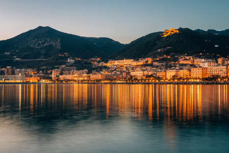 View of the shore of Salerno, in Campania, italyの写真素材