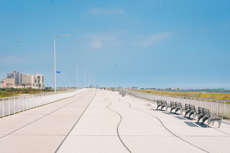Rockaway Beach Boardwalk, in Queens, New Yorkの写真素材