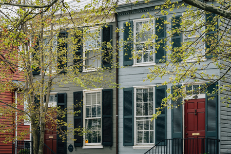 Row houses in Old Town, Alexandria, Virginiaの写真素材