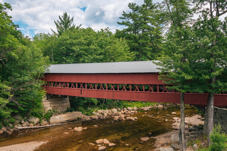 The Swift River Covered Bridge, in Conway, New Hampshireの写真素材