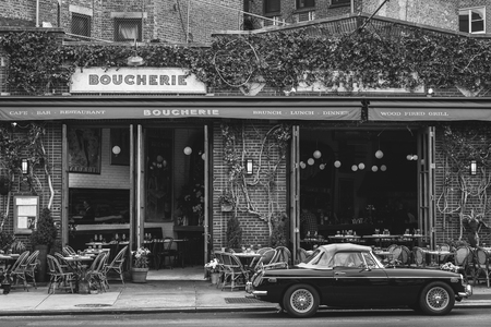 Boucherie and a vintage car in the West Village of Manhattan, New York Cityのeditorial素材