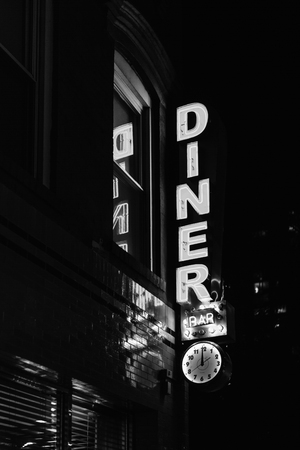 Remedy Diner neon sign, in the Lower East Side, Manhattan, New York Cityのeditorial素材