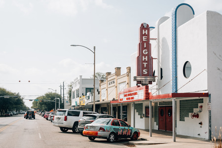 The Heights Theater sign, in Houston, Texasのeditorial素材