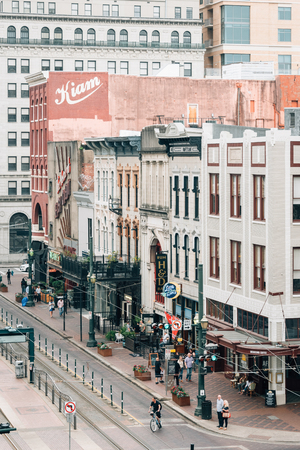 View of Main Street, in downtown Houston, Texasのeditorial素材