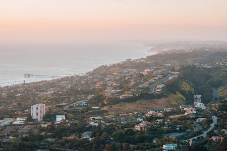 Sunset view from Mount Soledad in La Jolla, San Diego, Californiaの写真素材