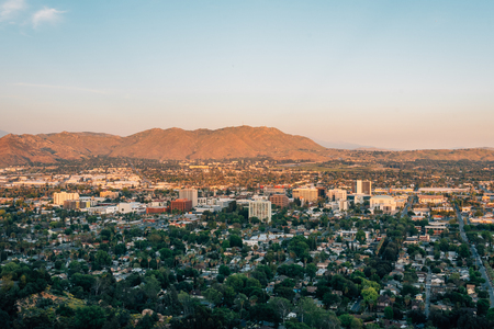 View of downtown Riverside, from Mount Rubidoux in Riverside, Californiaの写真素材