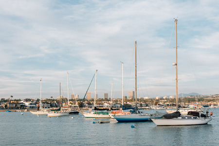 Boats in Newport Harbor, in Newport Beach, Orange County, California