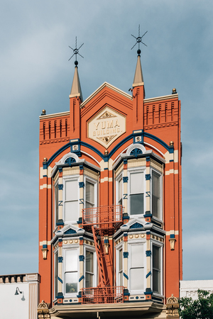 The Yuma Building, historic architecture in the Gaslamp Quarter, San Diego, Californiaのeditorial素材