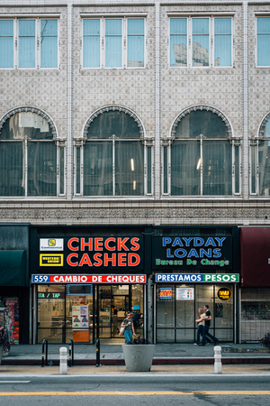 Street scene in downtown Los Angeles, Californiaのeditorial素材