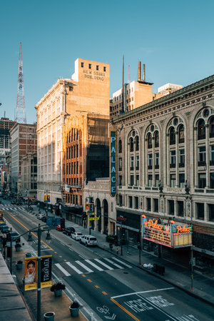 View of Broadway in downtown Los Angeles, Californiaのeditorial素材