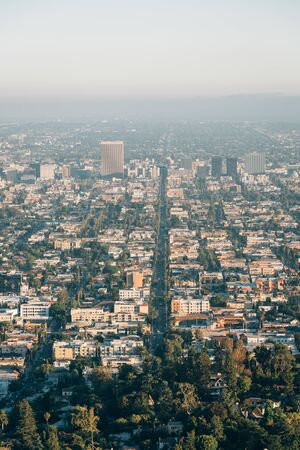 Evening view from Griffith Observatory, in Los Angeles, Californiaの写真素材